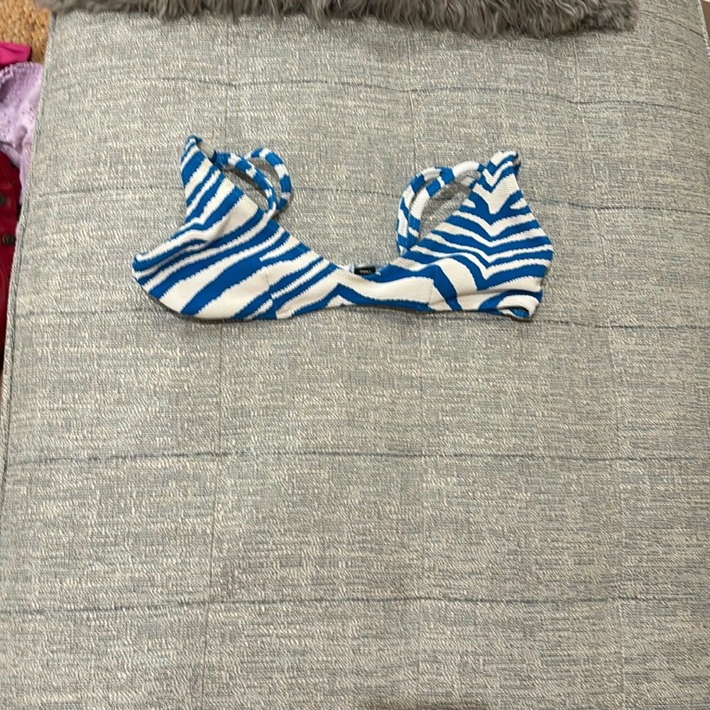 blue zebra triangl swimsuit top